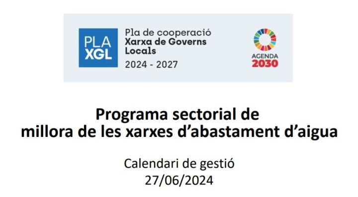 Recordatori de gestió del PS de millora de les xarxes d'aigua